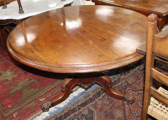 A Victorian mahogany circular breakfast table W.125cm